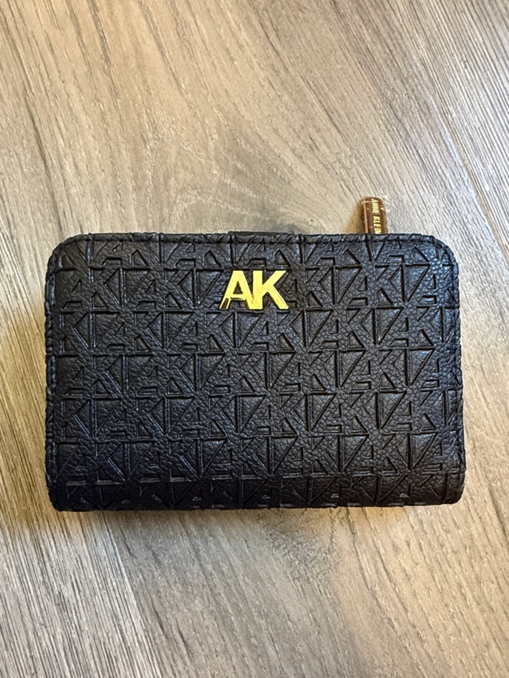 Anne Klein Black Wallet with Gold Hardware